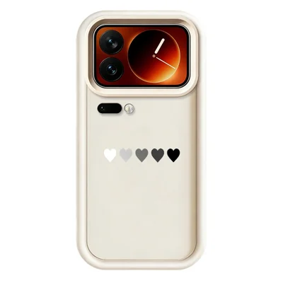 For Xiaomi 17 Pro Max TPU Case Rubberized Anti-Slip Five Heart Pattern Phone Back Cover - White