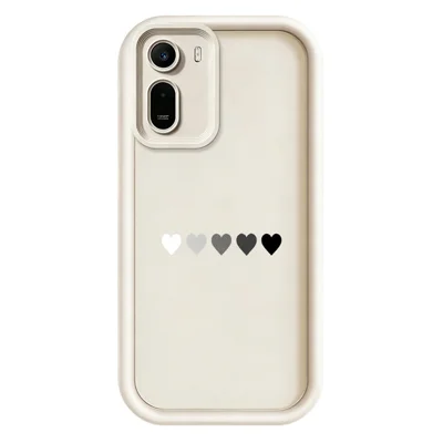 Custodia TPU per Xiaomi Redmi A7 Pro 5G / A7 Pro 4G (171,56 mm) / Poco C85x 5G, Antiscivolo in Gomma, con Motivo a Cinque Cuori, Cover Posteriore per Telefono - Bianca