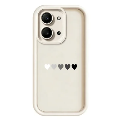 For Xiaomi Redmi 15C 5G (EU) (173mm)  /  15C 4G (EU) (173mm) TPU Case Rubberized Anti-Slip Five Heart Pattern Phone Back Cover - White