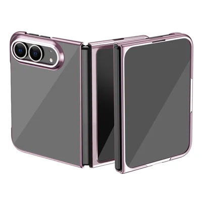 Coque transparente rigide en PC chromée pour iPhone Duo - Rose Gold