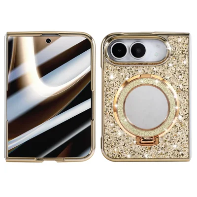 For iPhone Duo Case Kickstand TPU+PC Telefoonhoes met Spiegel - Goud