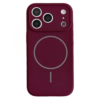 Capa Magnética para iPhone 18 Pro Max / 17 Pro Max, Capa de Silicone Líquido à Prova de Choques com Recortes Precisos - Vermelho Vinho