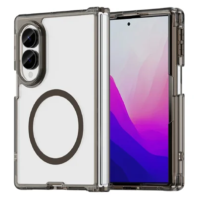 For Samsung Galaxy Z Fold8 Magnetic Case Clear PC + TPU Shockproof Phone Back Cover - Transparent Black