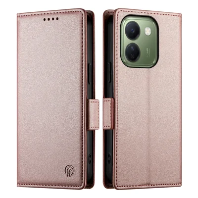 Cover con supporto per vivo V80 Lite 5G, custodia portafoglio in pelle PU - Oro rosa