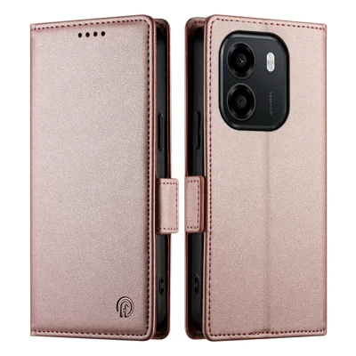 Funda con soporte para Honor X6e 4G / X7e 4G / Play 80 Plus 5G, carcasa tipo cartera de cuero PU - Dorado rosa