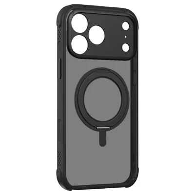 MOMAX SōMA Hoop voor iPhone 18 Pro / 17 Pro Case Draaibare Magnetische Stand PC + TPU Stootvaste Telefoonhoes - Zwart