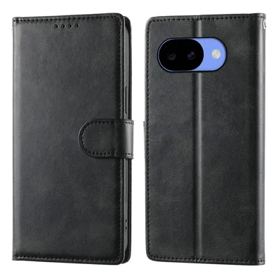 Til Google Pixel 11a Telefonbeskyttelse Ståplader Wallet Kalvlæder Optik PU Læder Flip Cover med Håndbøjle - Sort