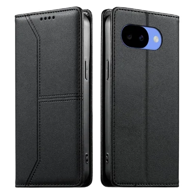 Til Google Pixel 11a Wallet Stå-tilfælde Linje Sammensætning TPU PU Læder Telefondæksel - Sort