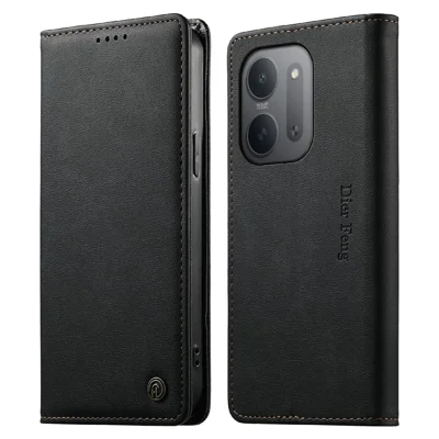 DIERFENG DF-019 For Xiaomi Redmi 17C 5G Leather Wallet Case Magnetic Flip Cover with Card Slots RFID Blocking - Black