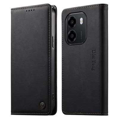 DIERFENG DF-019 Leather Wallet Case For Honor X6e 4G  /  X7e 4G  /  Play 80 Plus 5G Magnetic Flip Cover with Card Slots RFID Blocking - Black