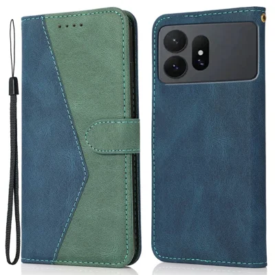 Für Samsung Galaxy S27 Pro Hülle Farbverlauf Brieftasche Ständer Ledertasche mit Handgelenkband - Blau / Grün