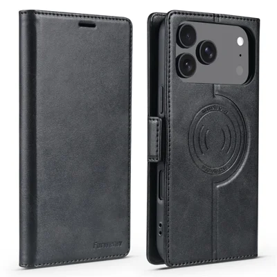 FORWENW F10 per iPhone 18 Pro Max / 17 Pro Max Custodia Magnetica in PU Pelle con Portafoglio e Supporto - Nero