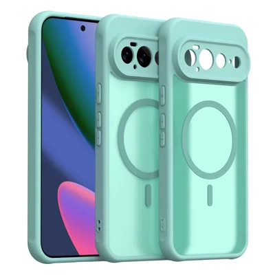 Partiinköp av Google Pixel 11 Pro XL magnetisk skalskydd mot fall med matt yta i PC + TPU – ljust grön mobilskal