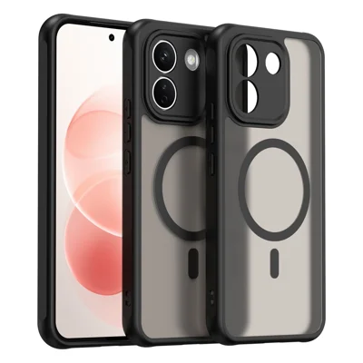 Zakup hurtowy obudowy magnetycznej Xiaomi Redmi Note 17 Pro Max 5G / Note 17 Pro+ 5G, odporna na upadki, matowa obudowa PC + TPU do telefonu – Czarny