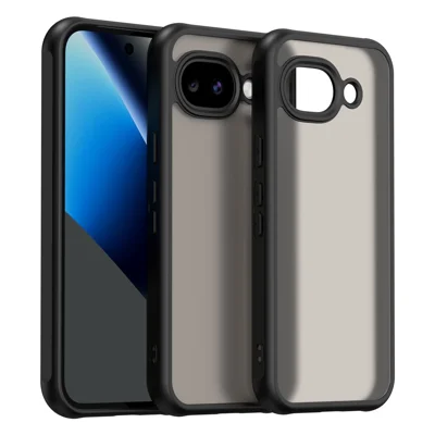 For Google Pixel 11a Case Satineret Translucent PC + TPU Telefon Bagdæksel - Sort
