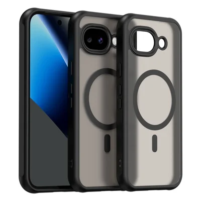 Indkøb i bulk af Google Pixel 11a magnetisk hylster mod fald, matdækket PC + TPU telefonbeskytning - Sort