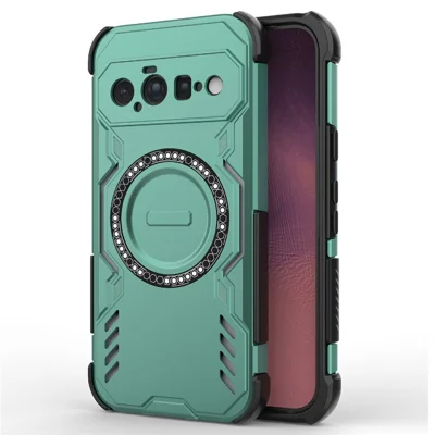 För Google Pixel 11 Magnetisk Skärm Fjäril Armour Hålig Värmeavledning PC + TPU Telefonhölje - Grön