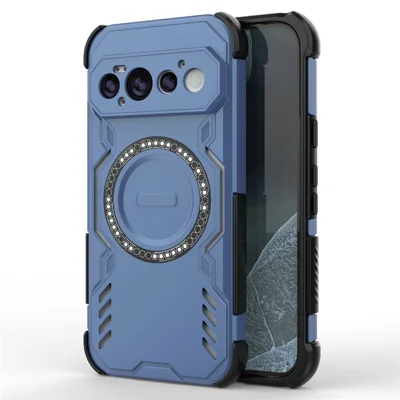 För Google Pixel 11 Pro Magnetisk Fodral Fjärilsarmor Hålig Värmeavledning PC + TPU Mobilskal - Blå