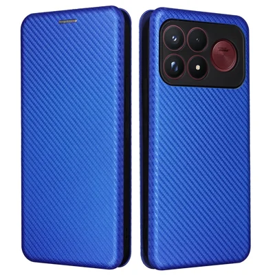 For Xiaomi Poco F9 Pro 5G  /  Redmi K100 Pro 5G (China) Phone Case Carbon Fiber Texture Drop-Proof PU Leather Phone Cover - Blue