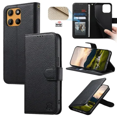Capa para Telemóvel com Carteira e Proteção RFID em Pele Sintética para Motorola Edge 60 Neo 5G - Preto