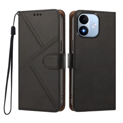 Obudowa na Xiaomi Redmi Note 17 5G (Global) / Xiaomi Redmi Note 17 (Indie/Chiny) 5G / Xiaomi Redmi Note 17 4G (Global) Obudowa na telefon typu portfel z kieszonkami i naszyjnik z brylantową szyciem z krawędziami PU - Czarny