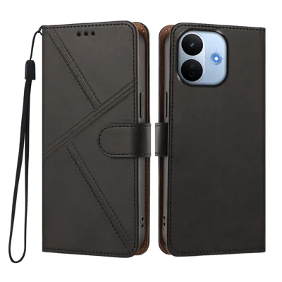 Obudowa na Xiaomi Redmi Note 17 Pro Max 5G / Xiaomi Redmi Note 17 Pro+ 5G z kieszenią portfelową z diamentową stylizacją z syntetycznej skóry PU i paskiem na nadgarstek – Czarny