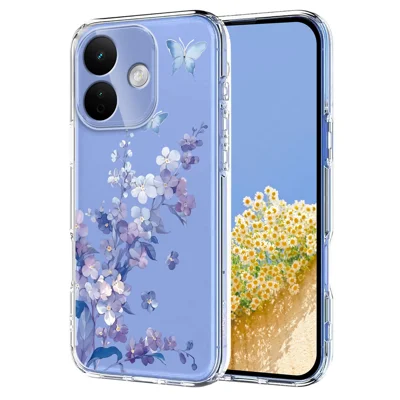 Obudowa na Xiaomi Redmi Note 17 Pro+ 5G / Xiaomi Redmi Note 17 Pro Max 5G / Xiaomi Redmi Note 17 Pro 5G z motywem motyla i kwiatów, nadruk, tylna pokrywa z tworzywa TPU – Fiołki