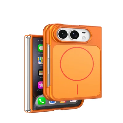 Obudowa magnetyczna Duo dla iPhone'a, matowa szklana obudowa przeciwwypadkowa - pomarańczowy tytan