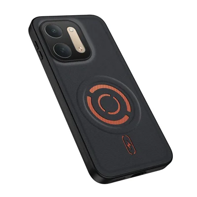  WANLONFENG for Xiaomi Redmi 17C 5G KJB Series Magnetic Case Tech Fabric Texture PC+TPU Shockproof Phone Cover - Black