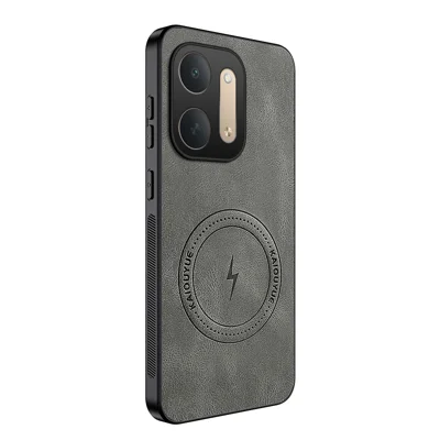 WANLONFENG voor Xiaomi Redmi 17C 5G SD1-serie magnetische hoes Nappastructuur PC TPU telefoonhoes - Grijs