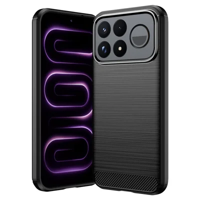 Cover per Xiaomi Poco F9 Ultra 5G in TPU, Custodia Protettiva con Texture Fibra di Carbonio Spazzolata - Nero