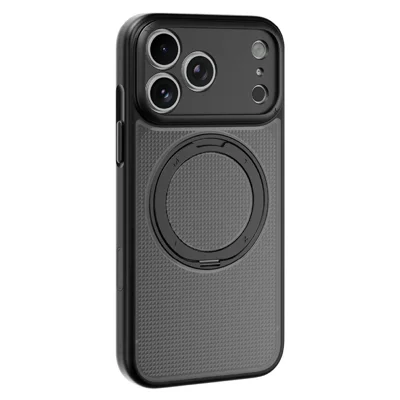 MOMAX SōMA Crystal For iPhone 18 Pro Max  /  17 Pro Max Case Compatible with MagSafe PC + TPU Phone Cover with Rotating Kickstand - Space Black