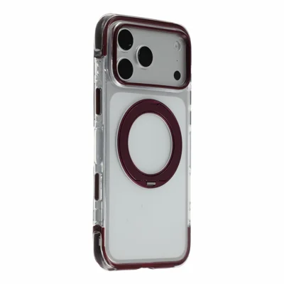 X-LEVEL voor iPhone 18 Pro / 17 Pro Magnetische Case Draaibare Standring PC + TPU Antivalt Airbag Telefoonhoes - Kersrood