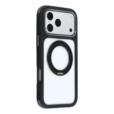 Til iPhone 18 Pro Max / 17 Pro Max Case Rotationsmagnetisk Stand TPU + Akryl Støjsikker Telefonbeskyttelse - Sort