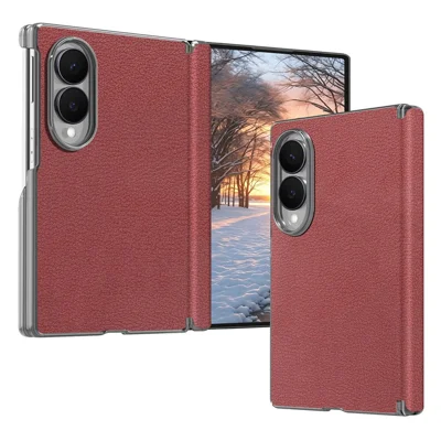 For Samsung Galaxy Z Fold8 Case Dual-Axis Shockproof Anti-Abrasion Leather Phone Cover - Red