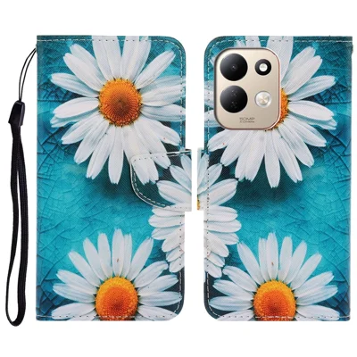 Für Xiaomi Redmi 17 4G / 5G Hülle Musterdruck Schutzhülle aus Leder-Mappe mit Handschlaufe - Chrysantheme