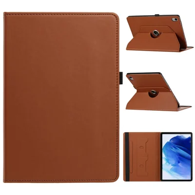 غطاء لجهاز iPad mini (2024) / (2021) من جلد البولي يوريثان مع حامل دوار وفتحات لوضع البطاقات - بني