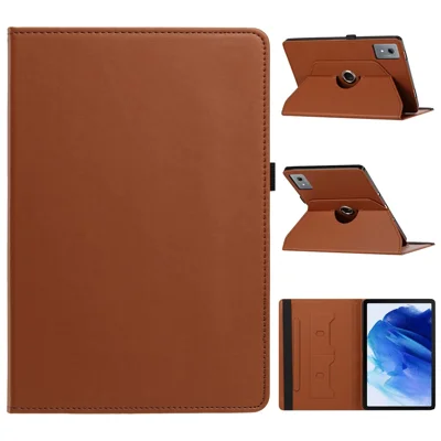 Tablet Case for Lenovo Idea Tab / Tab K11 Gen 2 / Xiaoxin Pad 11 2025 , PU Leather Rotating Stand Card Slots Cover - Brown