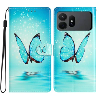 For Samsung Galaxy S27 Ultra Wallet Case PU Leather Pattern Printing Stand Phone Cover with Strap - Blue Butterfly