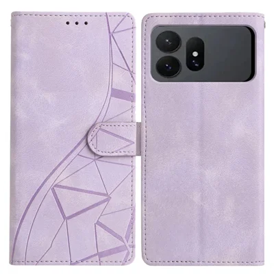 For Samsung Galaxy S27 Ultra Case Wallet Stand Imprinted Triangle Pattern Leather Phone Flip Cover - Purple
