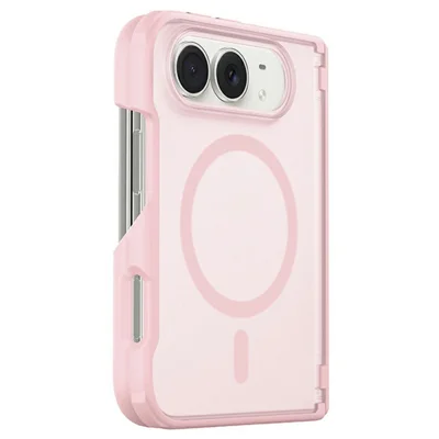 For iPhone Duo Magnetic Case Anti-Scratch Matte Back PC Anti Drop Phone Cover - Pink