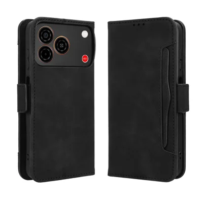 Etui skórzane z portfelem i wieloma slotami na karty dla telefonu ZTE nubia A57 Pro 4G / ZTE Nubia A57 4G - Czarny