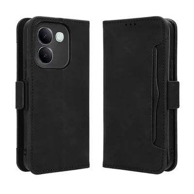  For vivo iQOO Z11S 5G Leather Case Phone Wallet Cover with Multiple Card Slots - Black