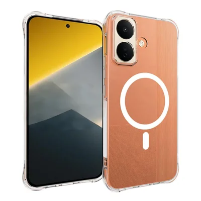 WANLONFENG para Xiaomi Poco X8 5G Serie TM1 Funda Magnética Transparente de 2,0 mm Funda Trasera de TPU para Teléfono - Transparente
