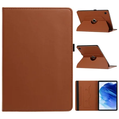 Für Samsung Galaxy Tab A11 / Tab A9 Hülle PU-Leder drehbarer Ständer mit Kartenfächern Tablet-Hülle – Braun
