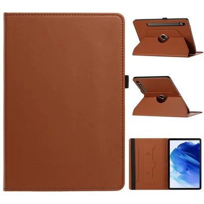 Tablet Case for Samsung Galaxy Tab S10 FE / Tab S10 Lite / Tab S9 / Tab S9 FE , PU Leather Rotating Stand Card Slots Cover - Brown