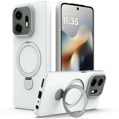 Voor OnePlus N6x 4G Magnetische Hoes Roterende Ringstand TPU + PC Achterkant - Wit