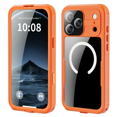 REDPEPPER for iPhone 18 Pro Max / 17 Pro Max IP68 Waterproof Case Clear Magnetic Phone Cover - Orange