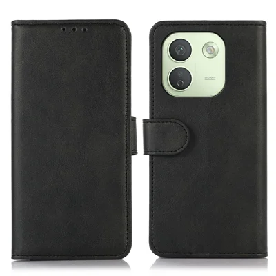 For Xiaomi Redmi Note 17 Pro Max 5G Case Cowhide Texture Leather Wallet Phone Cover with Stand - Black