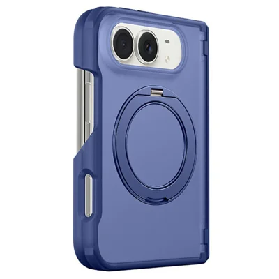 For iPhone Duo Magnetic Case Kickstand Shockproof Matte TPU + PC Phone Cover - Dark Blue